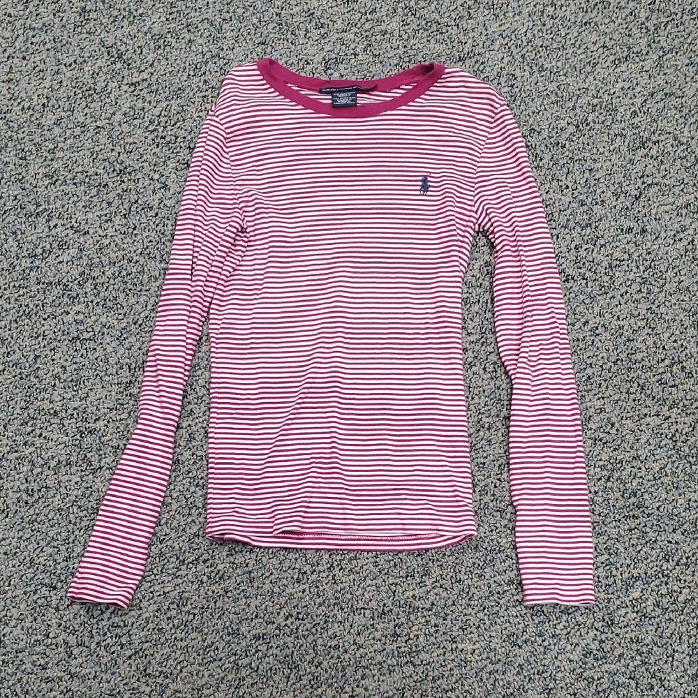 Ralph Lauren Pink Striped Long Sleeve Tee